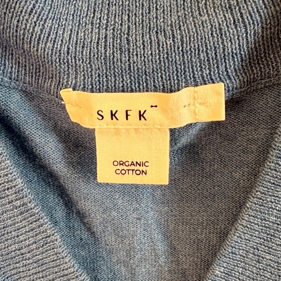 Organic Cotton Blue V-Neck Sweater - Picture 2 of 7